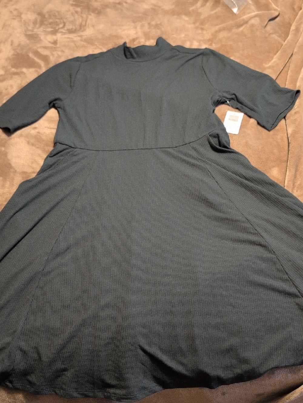 torrid Darkest Spruce Green Ribbed Fit-and-Flare Midi Dress Mock Neck Size 00